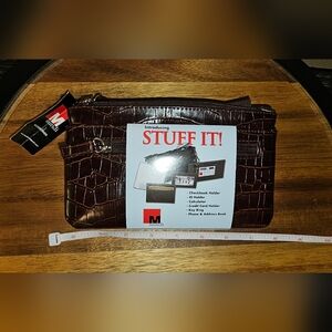 Mundi Brown Crocodile Embossed Organizer Clutch NWT